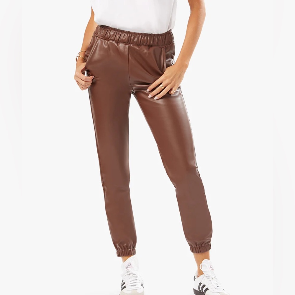 WeWoreWhat Brown Jogger Track Pants with Elastic Waistband